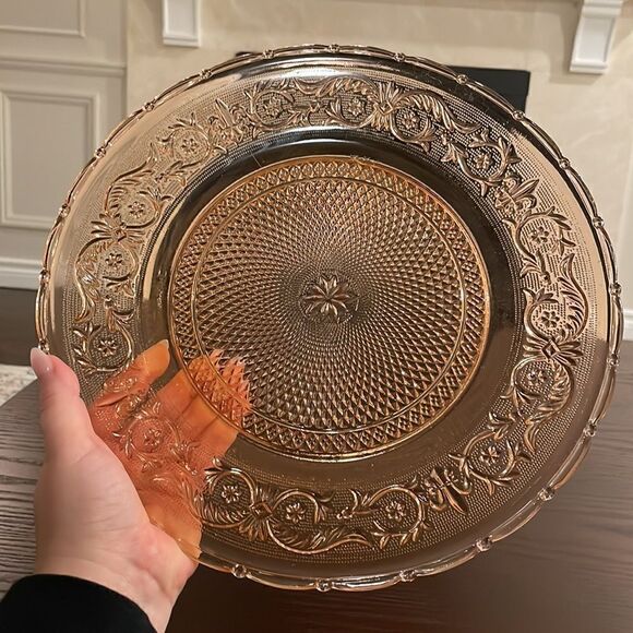 Vintage Pink Depression Era Glass Tray/Platter/Serving Dish/Plate Excellent Used - Picture 3 of 6